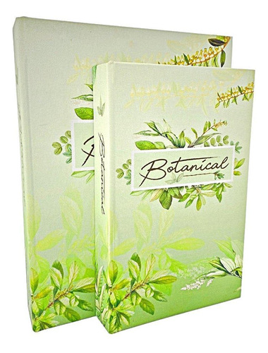 Kit 2 Caixas Livros Decorativas Botanical