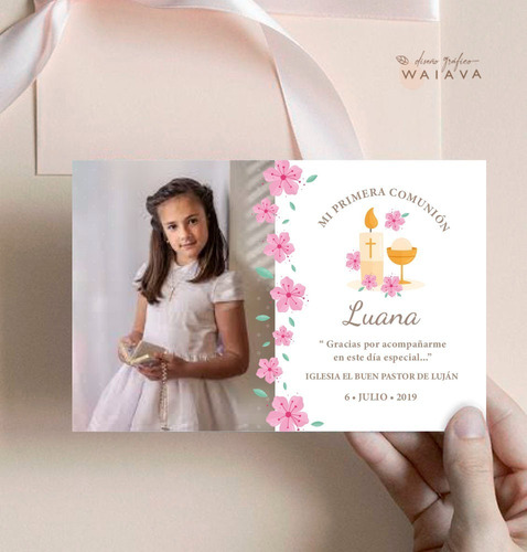Imagen 7 de 10 de Estampas Tarjetas Primera Comunión Con Foto Nenas X 2u