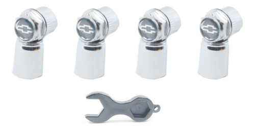 Imagem 2 de 9 de Kit Capa Para Valvula Pininho Bico Cromada Emblema Gm Cinza