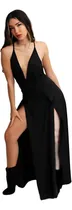 Comprar Maxi Vestido De Fiesta Largo Doble Tajo Bretel Fino