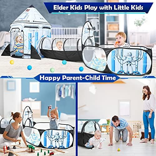 White Rocket Ship Kids Ball Pit Con Play Tent Y Play Tunnel,