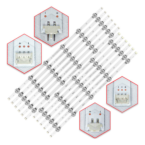 Kit 12 Barras Compatível Com 60lb6500 60lb5800 60lf5800 60lf6500 60lb5600 60lf5850 Televisão 60 Polegadas Pci Eletroparts