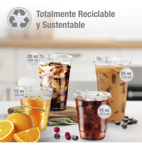 Berry Bloom 100 Vasos De Plástico De 16 Oz 473 Ml Con Tapa Con Boquilla Transparentes Resistentes Vasos Perfectos Para Llevar Bebidas Frías Desechables Transparente