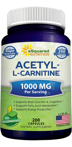 Asquared Nutrition Acetil L-carnitina 1000mg Força Máxima...