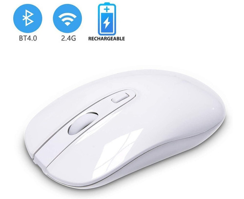 Mouse Inalámbrico 2 En 1 Bluetooth4.0/2.4g Recargable Blanco