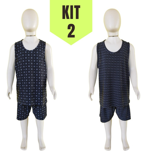 Kit 2 Pijamas Regata Short Liganete Malha Fria Infantil