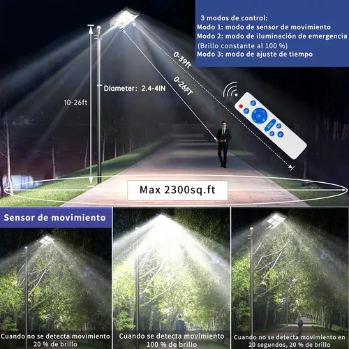 Foco Solar Led 500w Luminaria Full + Soporte + Control