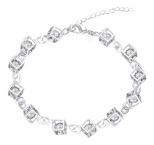 Oferta! Pulsera Cubitos De Plata 925 Hermosa