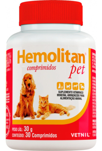 Hemolitan Pet C/ 30 Comprimidos - Vetnil