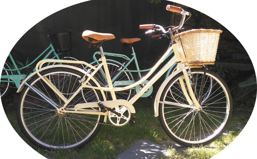 Bicicleta Vintage Beige Rod. 26 Canasto Mimbre Portaequipaje