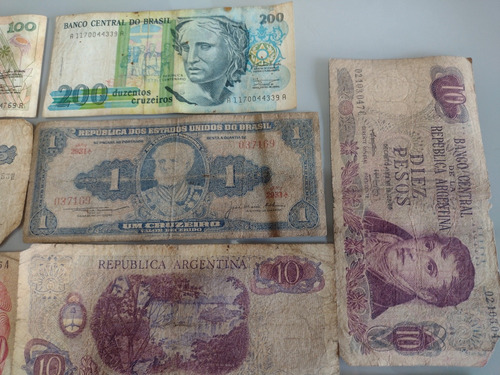 12 Cédulas Antigas Do Brasil E Argentina Para Lote Coleção (Usado)