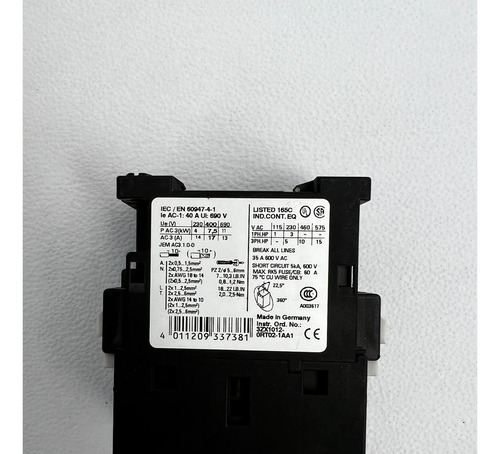 Contactor Siemens 3zx1012-0rt02-1aa1 (Usado)