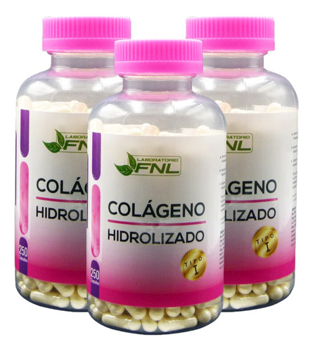 Colágeno Hidrolizado 350mg 750 Cápsulas, 3 Frascos X 250 Fnl