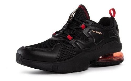 Imagen 2 de 6 de Tenis Deportivo Karosso Mediasuela De Aire Negro Rojo M-503