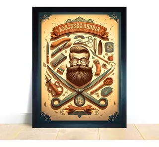 Quadro Decorativo Barbearia Corte Cabelo Salão A4 24x33 Cm