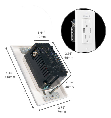 Oviitech Cargador Pared Alta Velocidad 2,4 Amperio Toma Usb