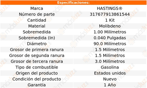 Set Anillos Pistón 1.00 Expedition V8 5.4l 13/14 Hastings