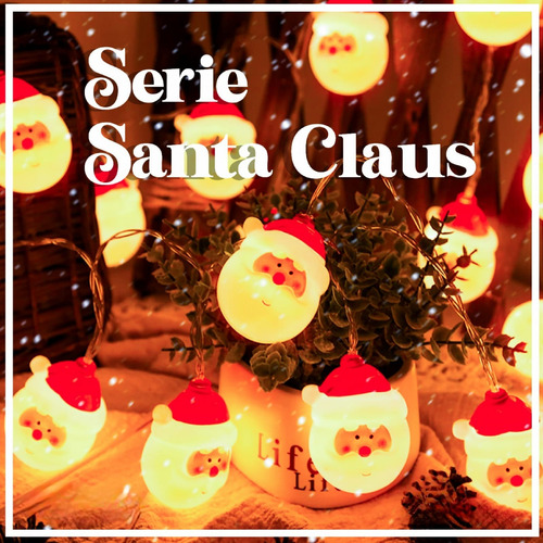 Serie Luces Led Santa Claus Y Copo De Nieve