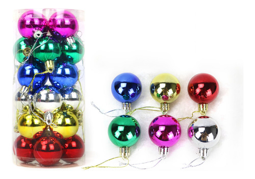 Set De Adornos: 24 Piezas, Colores Mezclados, Bolas De 3 Cm