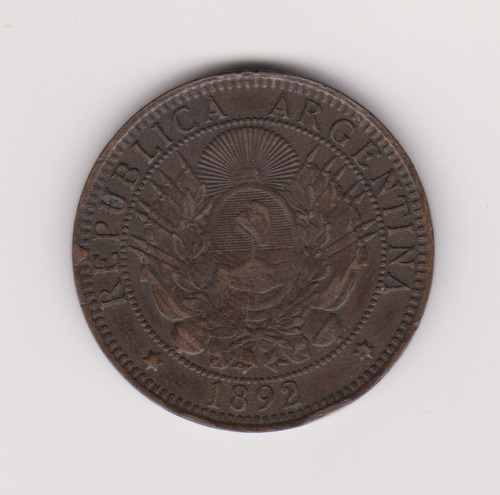 Moneda Argentina 2 Ctvs Año 1892 Muy Bueno