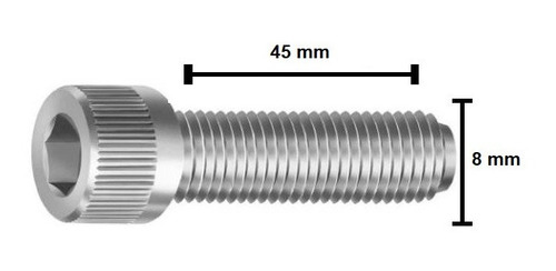 Parafuso Allen Cil Inox M8x45 Unc Inoxidavel 304 15 Pecas