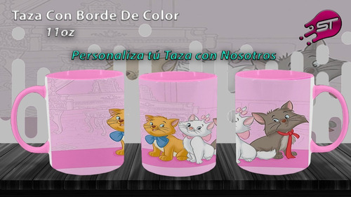 Taza Borde Color Alusiva A Aristogatos Argt-012