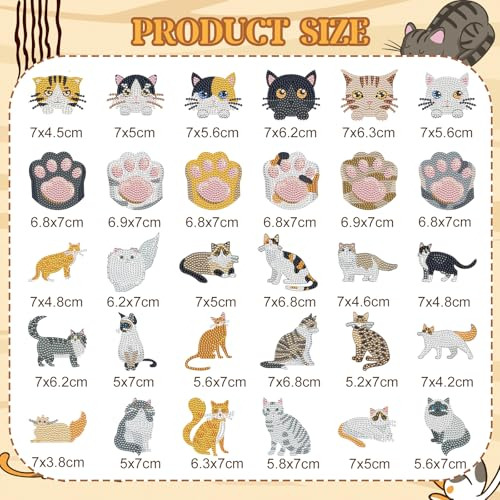 Kit De 30 Imanes De Diamantes Para Nevera Con Diseño De Gato