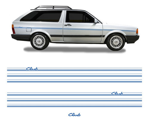 Faixa Parati Club 1989 Adesivo Lateral Volkswagen Completo Cor Azul