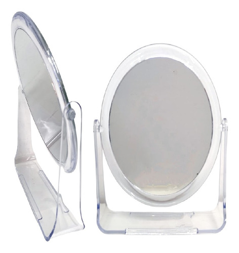 10 Espelhos De Mesa Oval Dupla Face Moldura Transparente