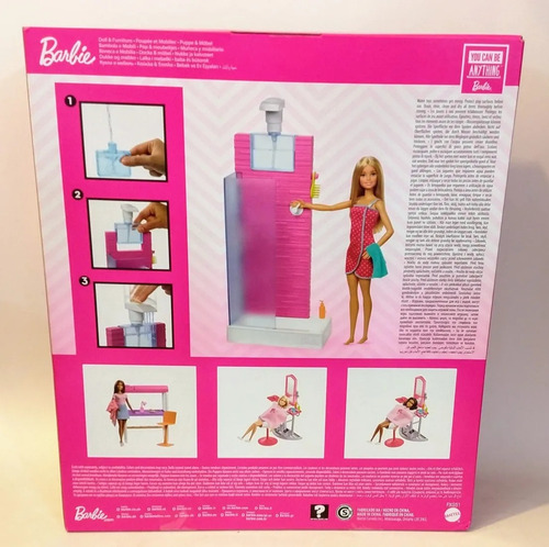 Muñeca Barbie Set De Baño Regadera Con Ducha Y Accesorios