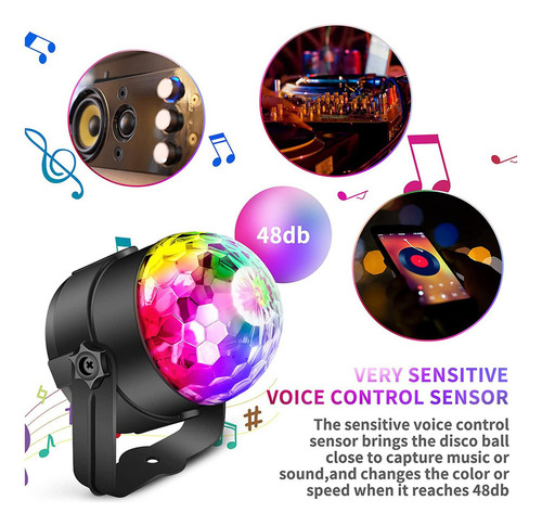 Disco, Luz De Discoteca Rgb Giratoria De 360° Con Mando A Di