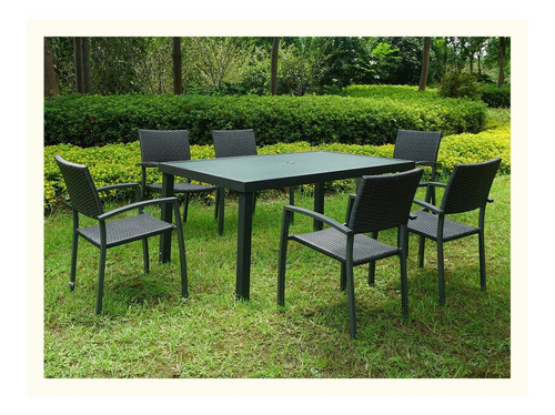 Imagen 4 de 10 de Juego Jardín Sillas Sillones Mesa 7 Pzas Simil Ratan Ct