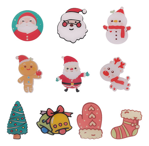 Broches De Navidad, Broche Navideño De Resina Y Acrílico, 10