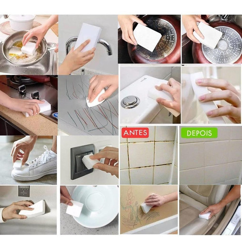 Esponja mágica Pulvitec multiuso bucha limpa fácil sem detergente