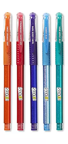 Scentos Scented Gel Pens for Kids - Assorted Colorful Pens - Fine Point Gel  Pen Set - For Ages 3 and Up - 5 Count (Glitter)