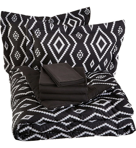 Bais Bed In A Bag De 7 Piezas Full Queen Black Aztec