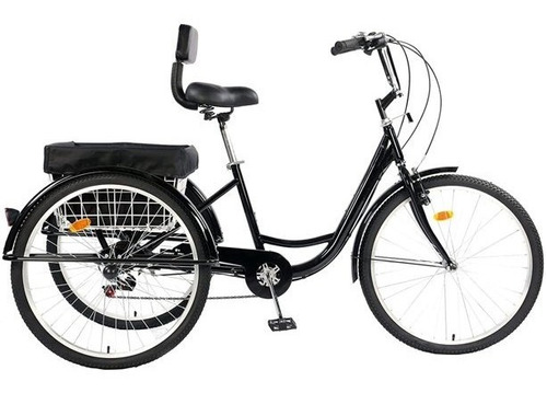 Bicicleta Tuoke Tricycle 26  7 Speed Three Wheel Bikes Black