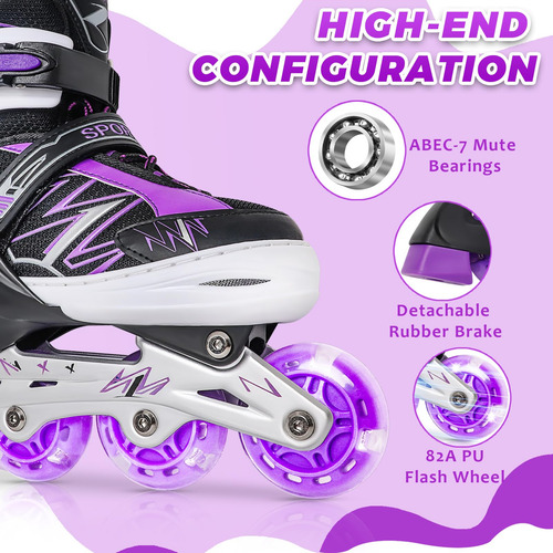 Patines En Línea Ajustables Con Ruedas Iluminadas Para Niños