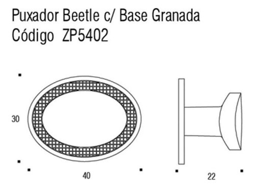Kit 3 Puxador Beetle Com Base Granada Zen Cromado