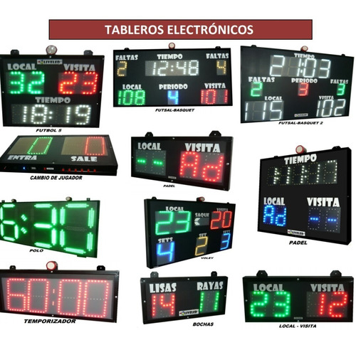 Tablero Electronico Led Mod: Le2525 Para Futbol 5 Interior