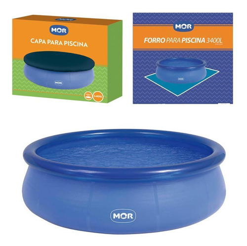 Kit Piscina Inflável Splash Fun 3400 Litros Capa Forro Mor