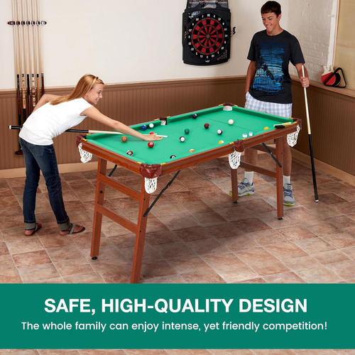 Mesa De Billar Plegable Portátil 140 Centímetros Verde Color Del Paño