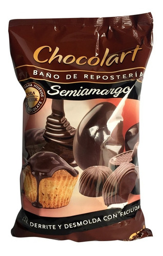 Imagen 1 de 2 de Chocolate Baño Moldeo Chocolart Semiamargo X 1kg
