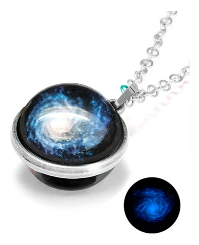 Collar Esfera Universo Galaxia Planeta Luna Brilla Oscuridad