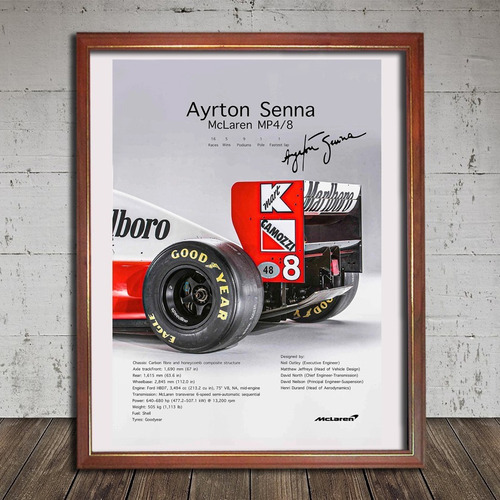 Cuadro Decorativo Poster Ayrton Senna Mclaren F1 Fórmula 1