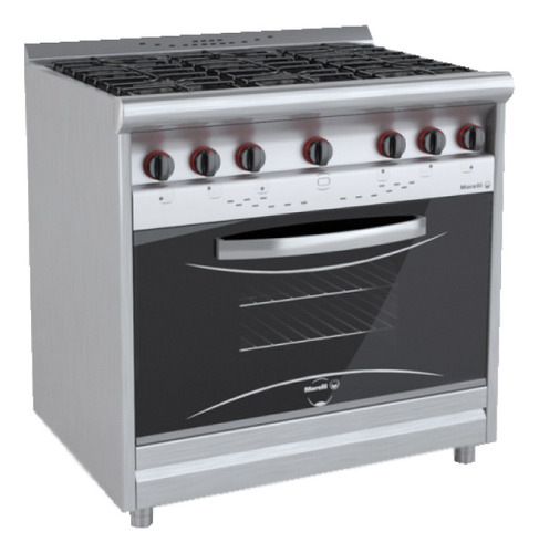 Cocina 6 Hornallas Horno Puerta De Vidrio Morelli