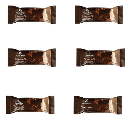 Kit 6 Tablete Crocante Chocolate Ao Leite Flocos De Arroz