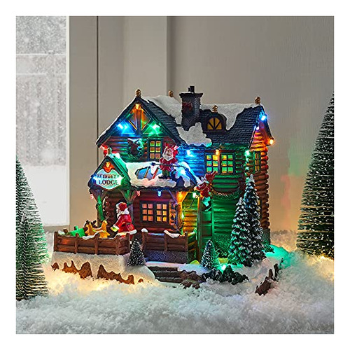 Lights4fun, Inc. Christmas Village Reindeer Lodge N1pgp