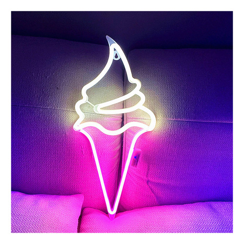 Big Ice Cream Led Luces De Neón 8 Modos De Luz Control