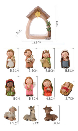 Juego De 12 Uds. De Escena De La Natividad, Escultura Del